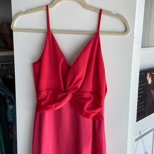 Two Toned Color Block High Low Maxi Dress